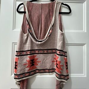 Vanity Pink and Cream Hooded Sleeveless Sweatshirt